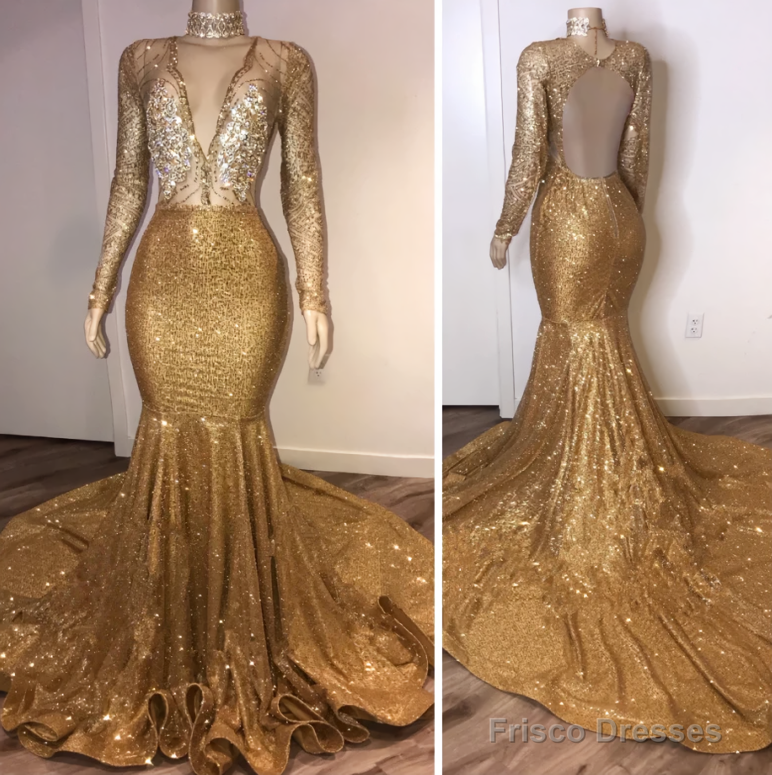 Black Girl Prom Dresses, Open Back Gold Prom Dresses, Cheap With Choke Frisco Dresses Black Girl Prom Dresses, Open Back Gold Prom Dresses, Cheap With Choke Frisco Dresses