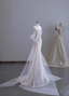Dreamy White Mermaid Spaghetti Strap Open Back Tulle Train Prom Dress Evening Dress