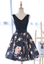 Cute V-Neck Floral Formal Prom Dress, A-Line Homecoming Dress