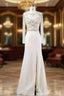Elegance Mother of the Bride Dress Elegant With Crystal Beading Scoop-Neck Long Sleeves