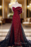 Elegant Black And Red Sweetheart Mermaid Long Formal Prom Dress, Red Evening Dress