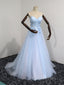 Elegant Blue Tulle Sweetheart Party Dress Formal Dress, Blue Lace Applique Formal Prom Dress 2025