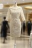 Elegant Champagne Mother Of The Bride Dress Sheath Long Sleeves Lace
