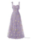 Elegant Embroidery Purple Violet Prom Dresses Sweetheart Spaghetti Straps A Line Party Dress Long Simple Formal Dress