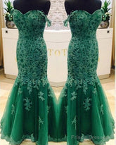 Elegant Green Lace Mermaid Evening Dresses