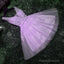 Elegant Homecoming Dress Lavender Lace Appliques Tulle Plunge V Sleeveless Knee Length A-Line Wedding Guest Dress