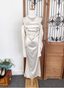 Elegant Ivory Halter Off-The-Shoulder Slim-Fit Satin Long Prom Dress Evening Dress