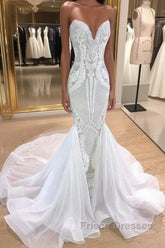 Elegant Long Mermaid Sweetheart Sequins Wedding Dress