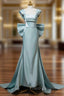 Elegant Mermaid Bow Satin Long Evening Dress Formal Prom Dress