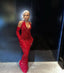 Elegant Mermaid Sequin Red Floor Length Black Girl Prom Dresses