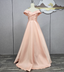 Elegant Pink A-Line Off-The-Shoulder Satin Long Prom Dress Evening Dress Bridesmaid Dress