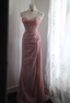 Elegant Pink Mermaid Spaghetti Strap Sequined Long Prom Dress Evening Dress