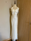 Elegant White Mermaid Halter Neck Satin Long Prom Dress Evening Dress
