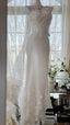 Elegant White Strap Herringbone Beaded Chiffon Evening Gown Prom Dress