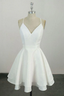 Elegant White V Neck Knee Length Short Prom Dress Homecoming Dress