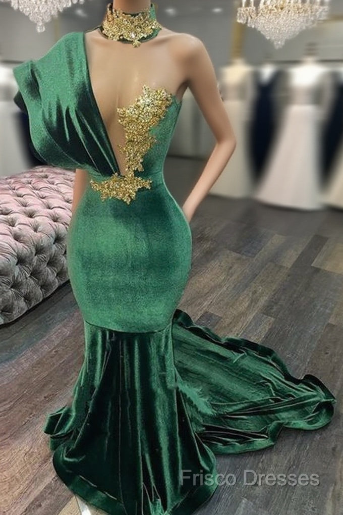 Emerald Green Formal Dress High Neck Appliques Gold Lace Mermaid Forma Frisco Dresses Emerald Green Formal Dress High Neck Appliques Gold Lace Mermaid Forma Frisco Dresses