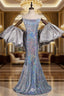 Fashion Silver Mermaid Sequins Strapless Formal Prom Dress