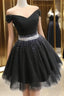 Fashionable Black Short Beaded Party Dress, Black Formal Prom Dress