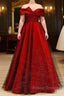 Burgundy Satin and Black Tulle Floor Length Formal Prom Dress