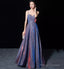 Shiny satin long A line prom dress simple evening dress