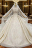 For You Next Formal Prom Dance Champagne Ball Gown Tulle Sequins Beading Off the Shoulder Wedding Dress With Removable Train