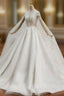 For Your Big Night White Tulle High Neck Cap Sleeve Backless Pearls Beading Wedding Dress