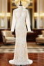 Formal Celebrity Dress Mermaid Deep V-neck Long Sleeves Slit Sexy Long Evening Dress