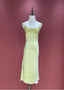 Fresh Elegant Pale Yellow Green Spaghetti Strap Lace Satin Prom Dress Evening Dress