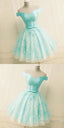 Green Off The Shoulder Appliques Short Homecoming Dress
