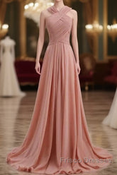 Glam Blush Pink Formal Prom & Wedding Dress-Sweet 16 Chiffon Evening Gown For Graduation & Quinceanera