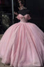 Glitter Pearls Pink Quinceanera Dresses Ball Gowns Sweet 15 16 Birthday Dress