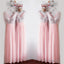 Glitter Sequins V Neck Long Chiffon Pink Bridesmaid Dresses