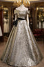 Gold Off the Shoulder Flower Formal Prom Dress