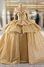 Gold Sequins Off the Shoulder Beading Formal Prom Dress