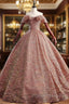 Gold Sequins Off the Shoulder Quinceanera Dress