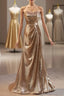 Golden Mermaid Sequins Long Formal Prom Dress Evening Dress