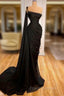 Gorgeous Black One Shoulder Mermaid Formal Prom Dress Long Ruffles