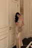 Gorgeous Mermaid Spaghetti Straps Champagne Slit Date Night Dress Prom Dresses Birthday Outfits