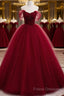 Gorgeous Wine Red Tulle Ball Gown Long Formal Prom Dress Formal Dress, Burgundy Sweet 16 Dress