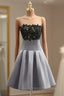 Gray Homecoming Dress A-line Strapless Knee Length