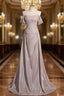 Gray Off the Shoulder Pleats Formal Prom Dress