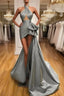 Gray Robe De Soiree Sheath Sheath Halter Detachable Sexy Long Formal Prom Dress Formal Prom Gown Evening Dress