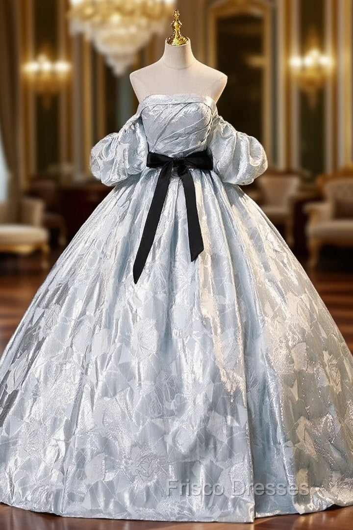 Gray Strapless Pleats Puff Sleeve Quinceanera Dress Frisco Dresses Gray Strapless Pleats Puff Sleeve Quinceanera Dress Frisco Dresses