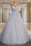 Gray Tulle Sequins Off the Shoulder Pleats Formal Prom Dress