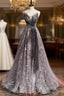 Gray Tulle Sequins Sweetheart Beading Formal Prom Dress
