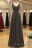 Gray V-neck Chiffon Backless Pleat Bridesmaid Dress