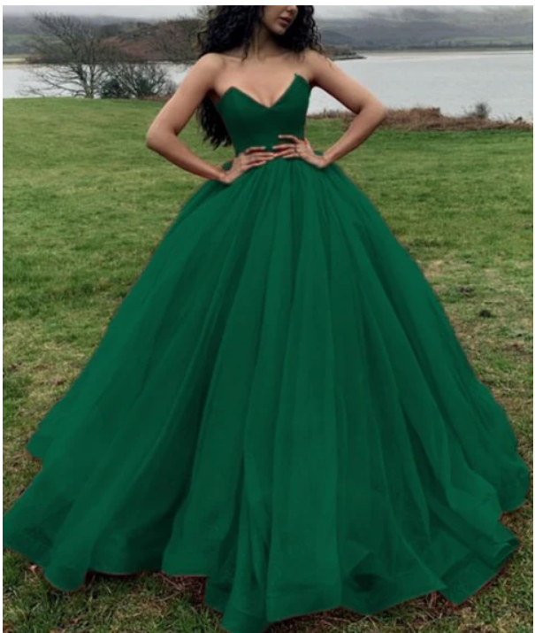 Green Ball Gown Organza Green Puffy Prom Dress – Frisco Dresses