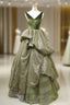 Green Ball Gown Sequins V-neck Backless Luxury Formal Prom Dress