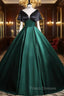 Green Black Satin V-neck Quinceanera Dress