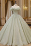 Green Long Formal Prom Dress, Green Tulle Formal Sweet 16 Dress with Beading
